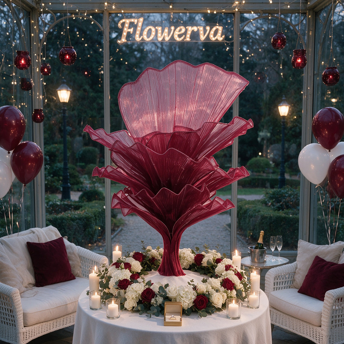 Flowerva Table Flower Wedding Decoration Wine red 100cm