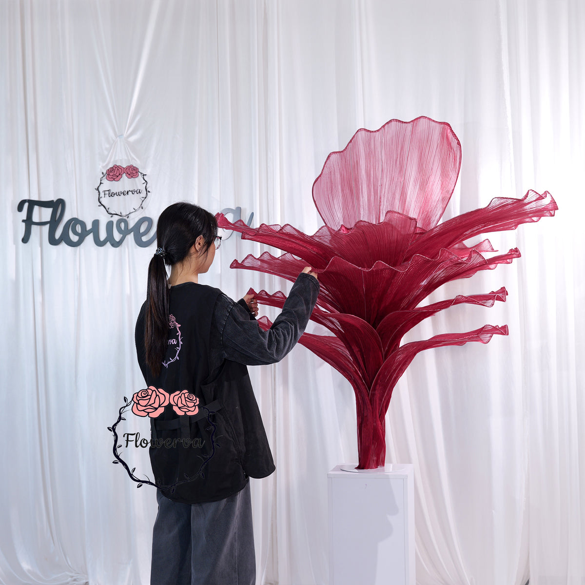 Flowerva Table Flower Wedding Decoration Wine red 150cm