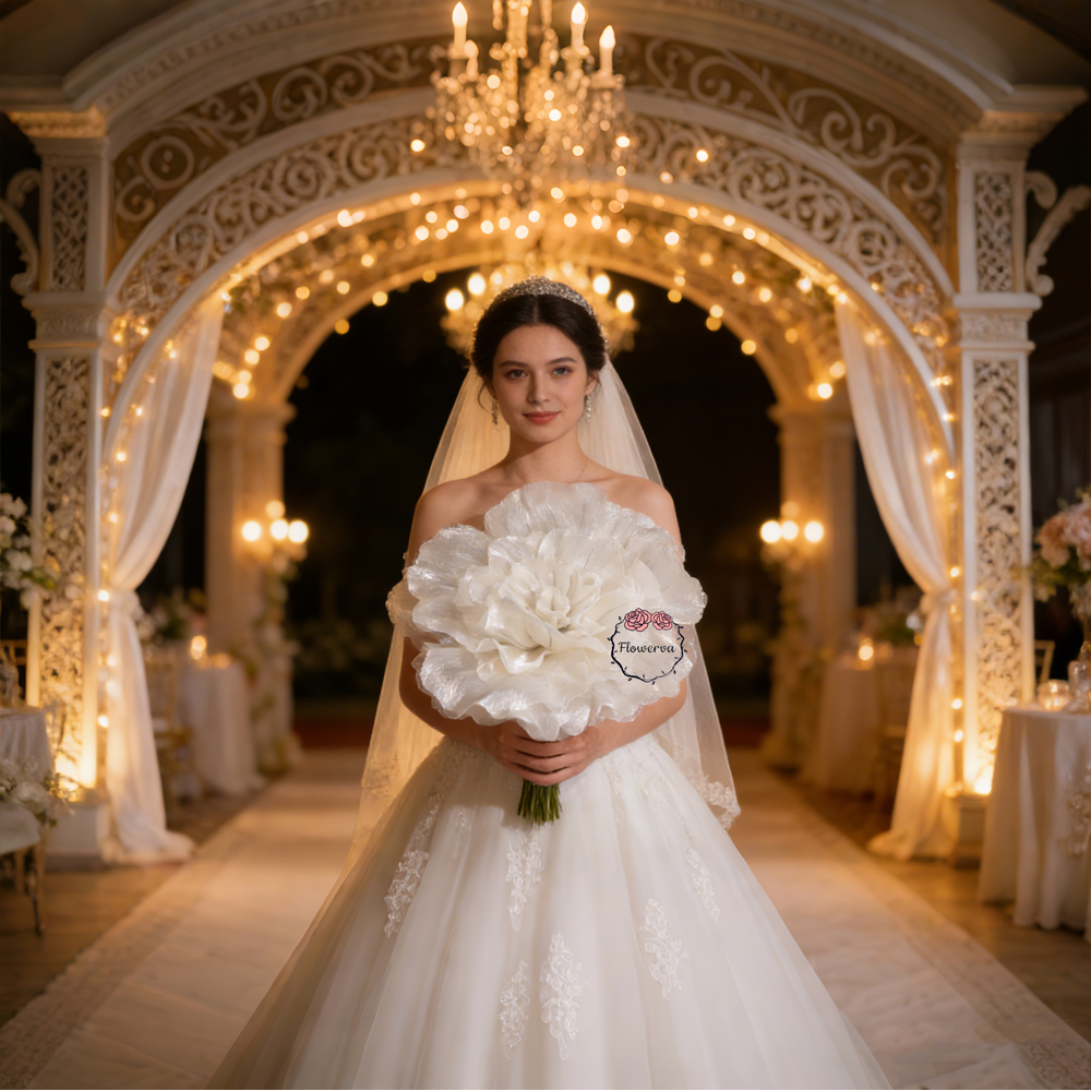 Flowerva Luminous Ruffle Core Fabric Flower