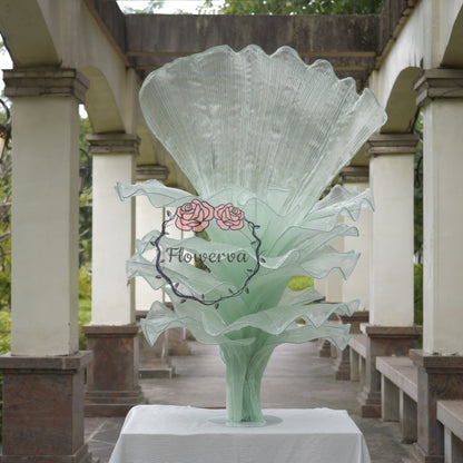 Flowerva Light Green Table Flower Wedding Decoration (With Base)