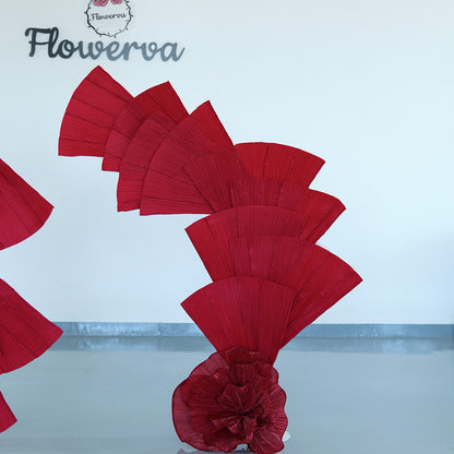 Flowerva Wine Red Double-Sided Fan-Shaped Wedding Decor