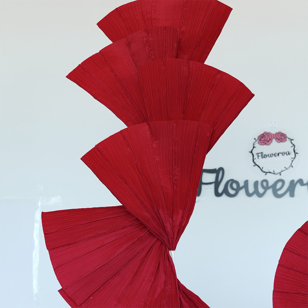 Flowerva Wine Red Double-Sided Fan-Shaped Wedding Decor