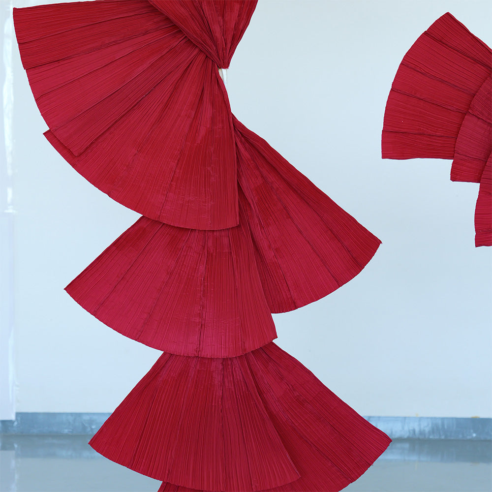 Flowerva Wine Red Double-Sided Fan-Shaped Wedding Decor