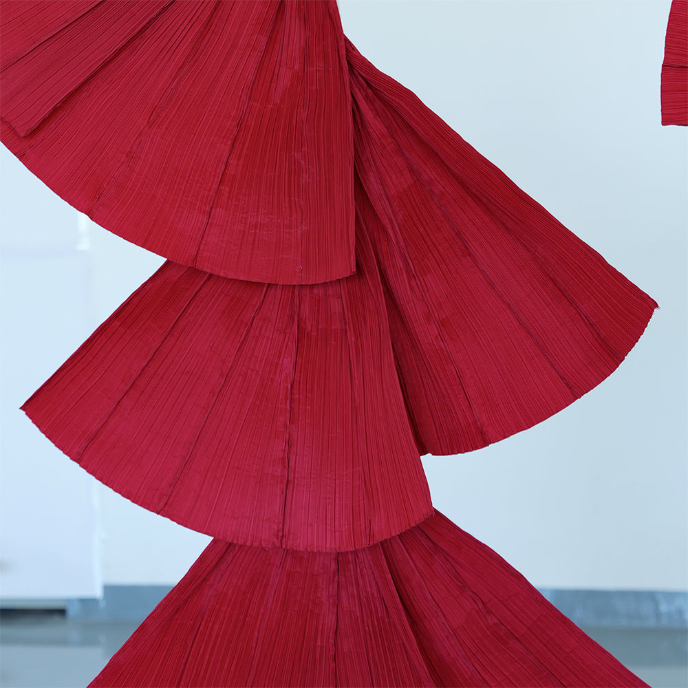 Flowerva Wine Red Double-Sided Fan-Shaped Wedding Decor