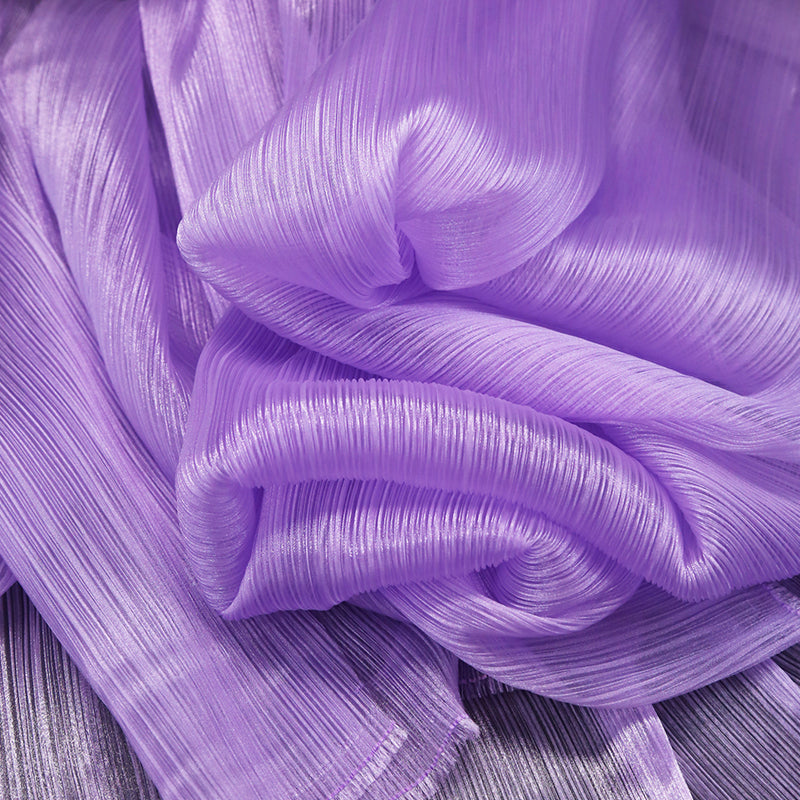 Flowerva Purple Glossy Pleated Texture Wedding Dress Styling Fabric
