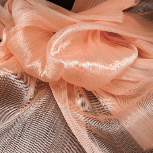 Flowerva Orange Pink Glossy Pleated Texture Wedding Dress Styling Fabric