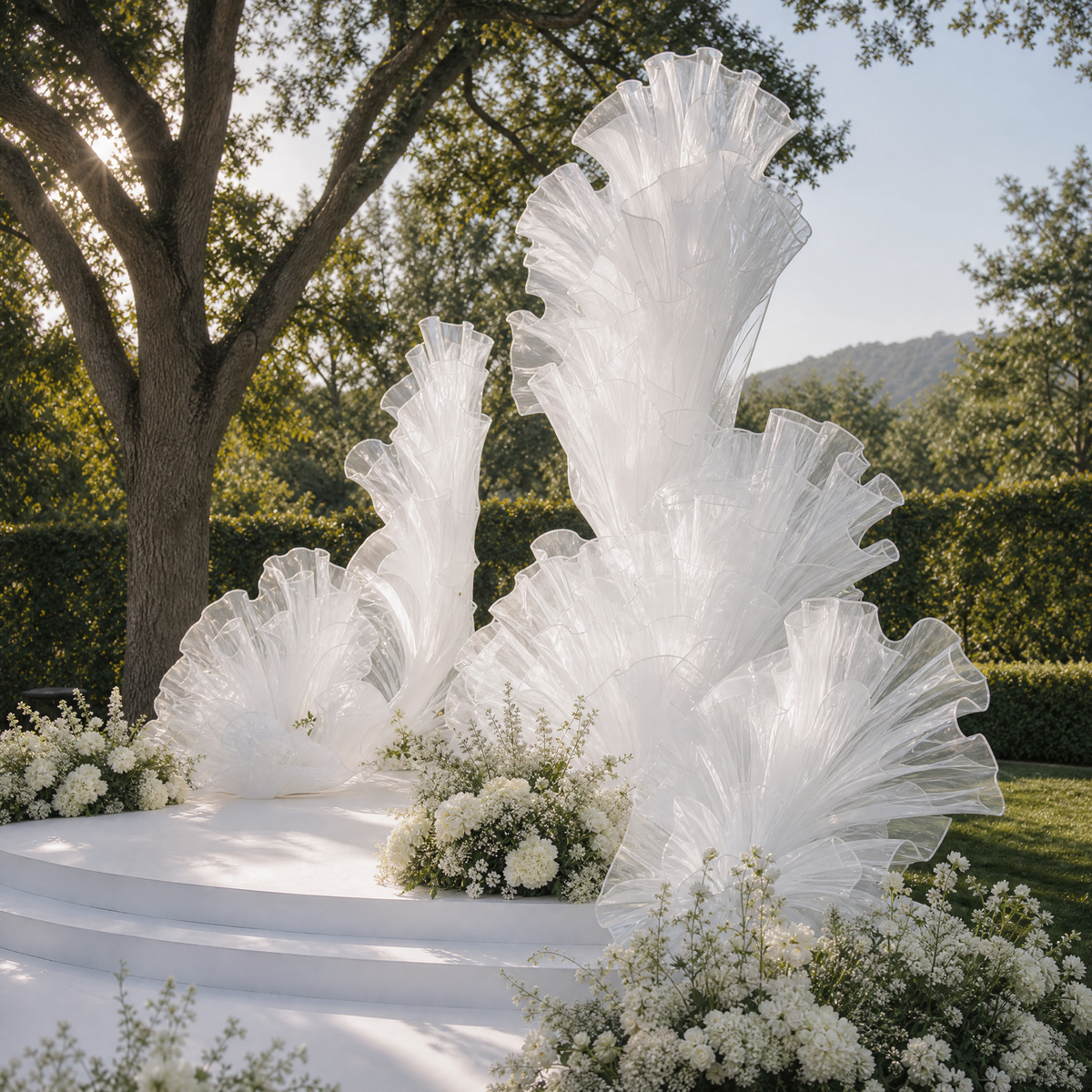 Flowerva White Giant Fabric Flower Wedding Backdrop & Ceremony Decor