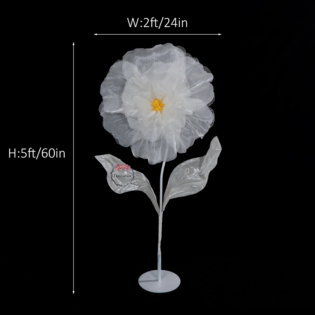 Flowerva Fluffy & Airy White Fabric Flower