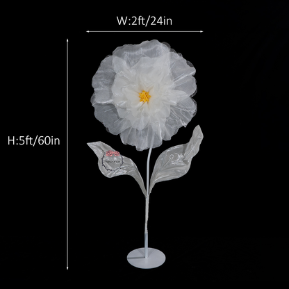 Flowerva Fluffy & Airy White Fabric Flower