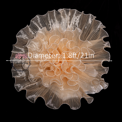 Flowerva Yellow-Skin Shimmer Ruffled Sheer Fabric Bloom Decor