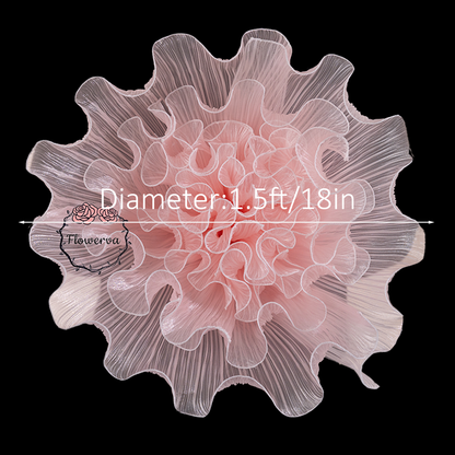 Flowerva Light Pink Gradient Ruffled Sheer Fabric Decor Flower