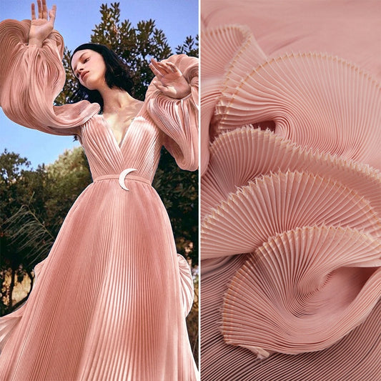 Flowrva Silk Pleated Organza Wedding&Stage Styling Decoration Handmade Dress Unique Designer Fabric