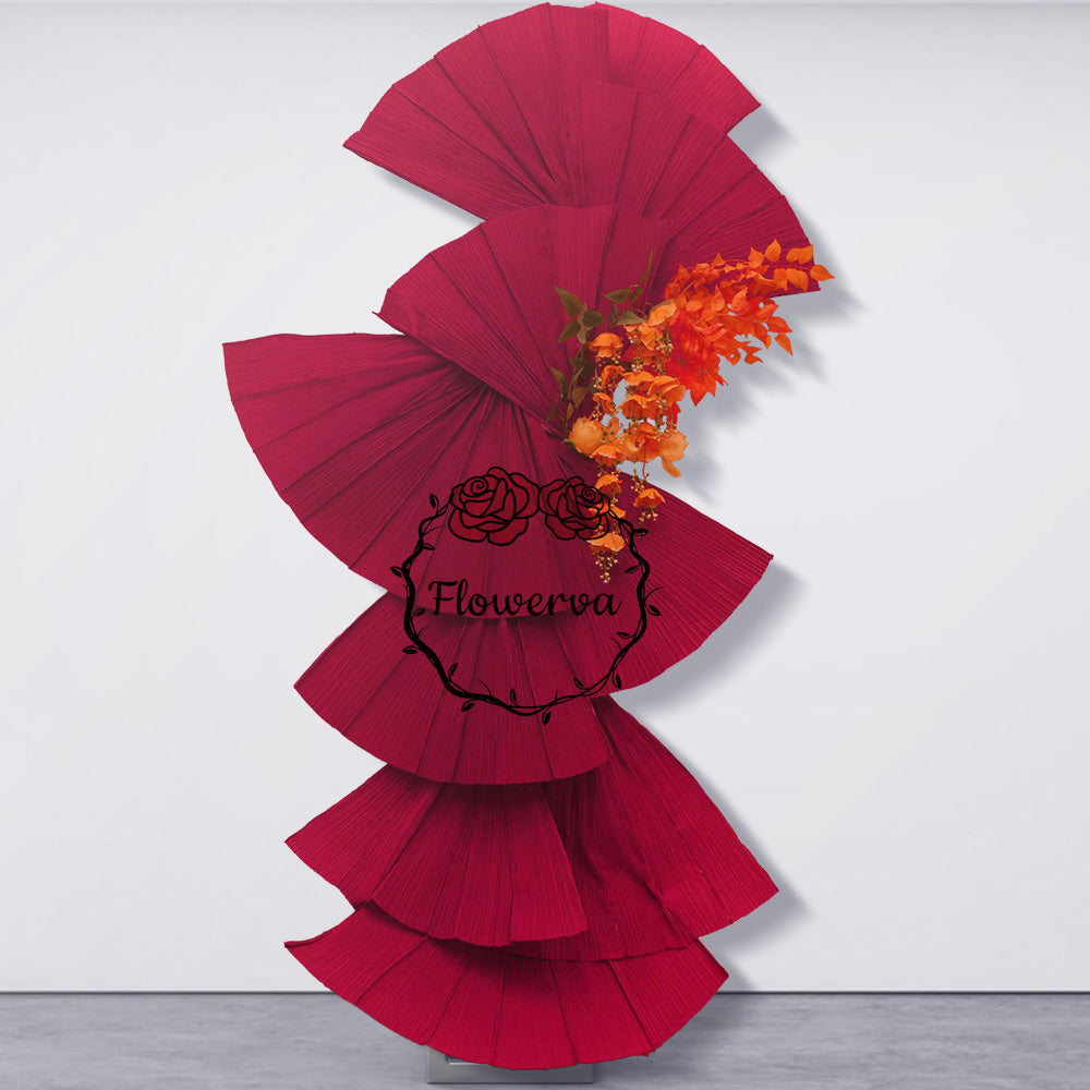 Flowerva Wine Red Double-Sided Fan-Shaped Wedding Decor