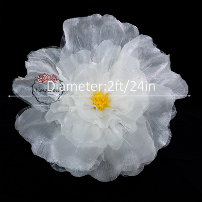 Flowerva Fluffy & Airy White Fabric Flower