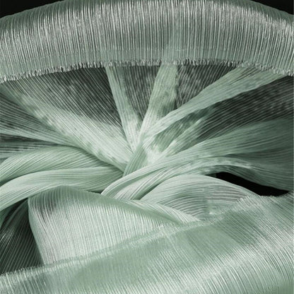 Flowerva Light Gray Green Glossy Pleated Texture Wedding Dress Styling Fabric