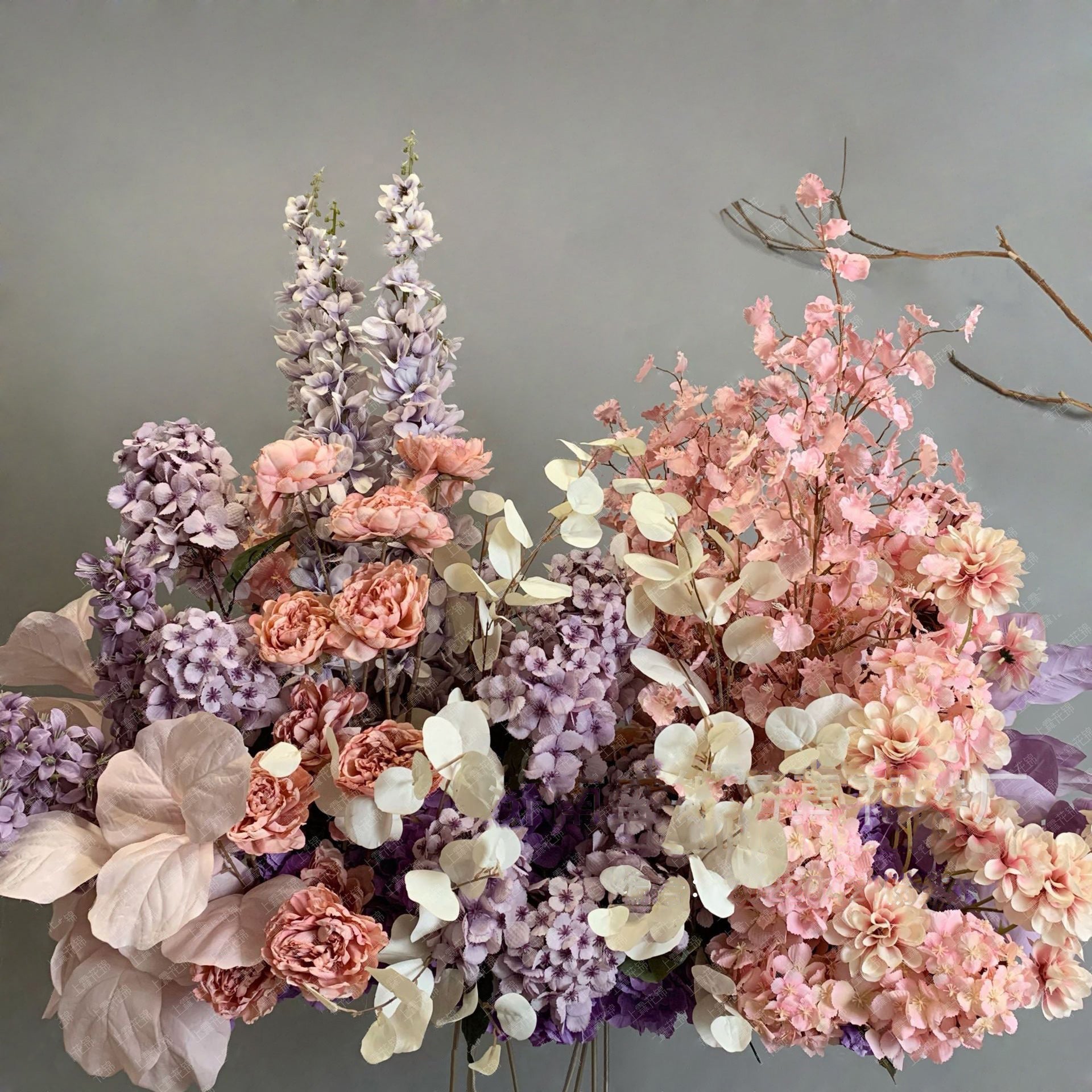 Luxury Pink Hydrangea Palm Hyacinth Wedding Flower Arrangement Floor A ...
