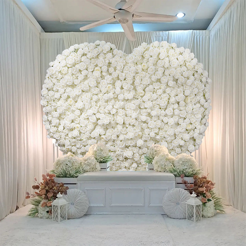 Flowerva New 5D Black Feather Fabric Flower Wall Wedding Backdrop Decor Birthday Party Event Props Window Display  Cloth Green Plants Wall
