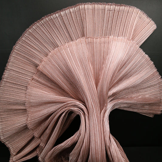 Flowerva Rose Gold Metal Pearlescent Yarn Fabric Pleated Cloth Wedding Modeling Stage Decoration
